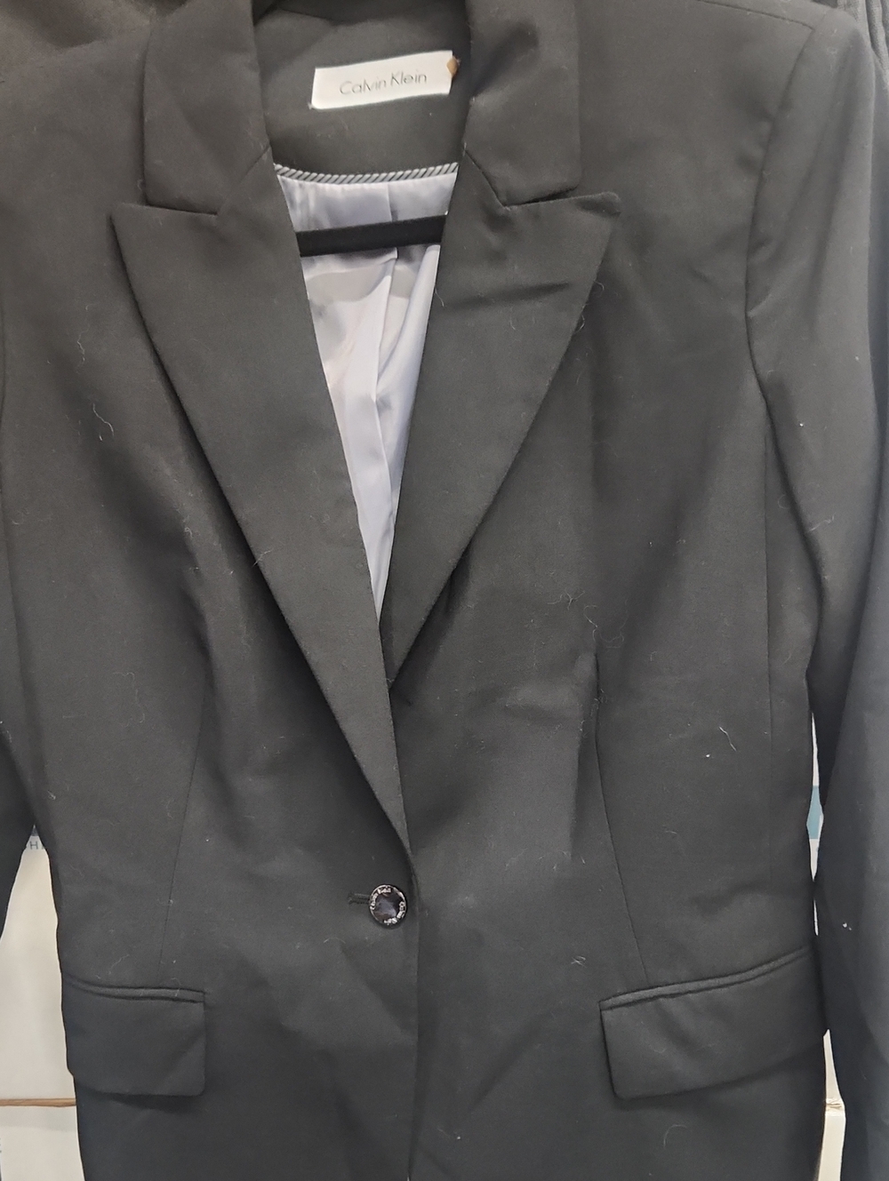 Calvin Klein Black Single-Button Blazer with Notched Lapels